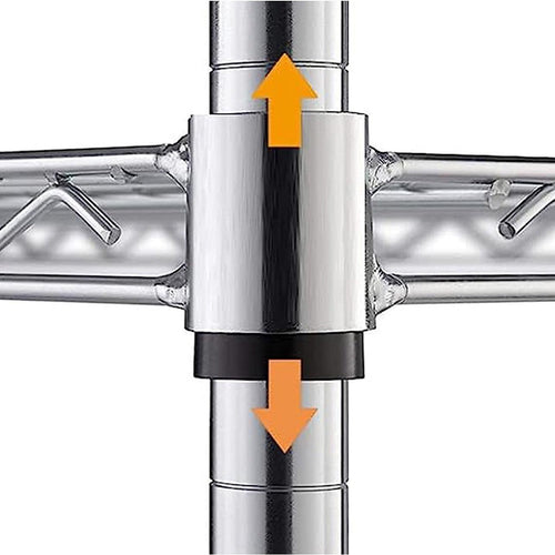 Modular Wire Storage Shelf 350 x 350 x 1800mm Steel Shelving - Carbon Chrome Plated with Wheels