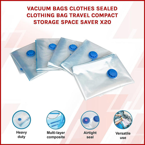 Vacuum Sealed Clothing Travel Bag Compact Storage x20
