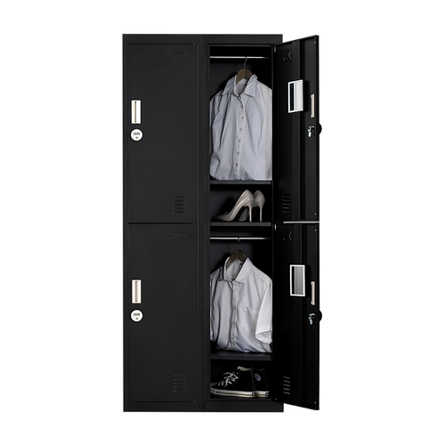 2x2 Door Black Metal Locker – Secure Storage with 4-Digit Combination Lock