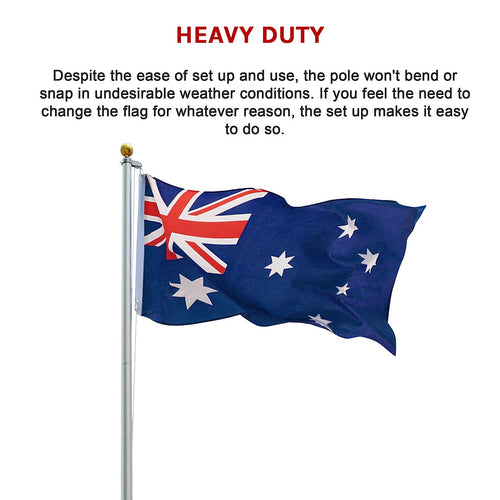 6m Aluminium Flag Pole Kit with Australian Flag – Outdoor Full Set