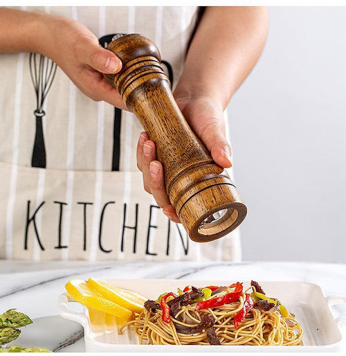 8" Wooden Salt and Pepper Grinder Adjustable Manual Wood Ceramic Core