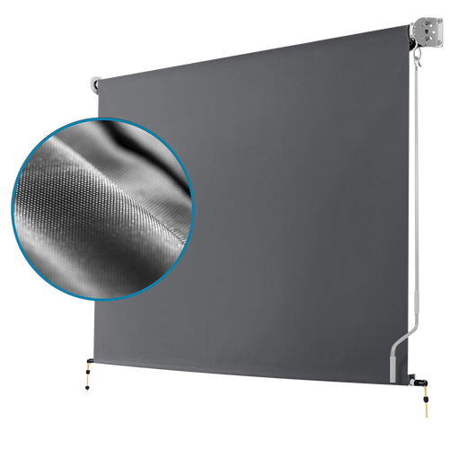 Retractable Straight Drop Awning Screen - Grey - 3x2.5m 