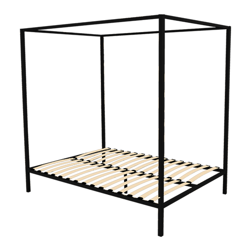 4 Four Poster Queen Bed Frame - Black