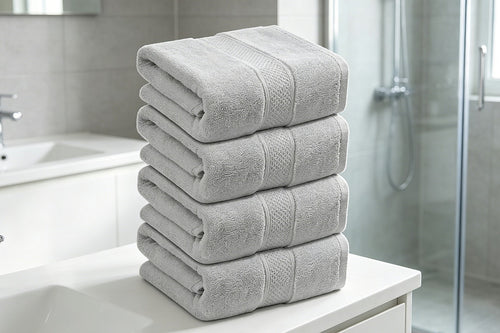 500 GSM Cotton Bath Towels 4 Pack Grey
