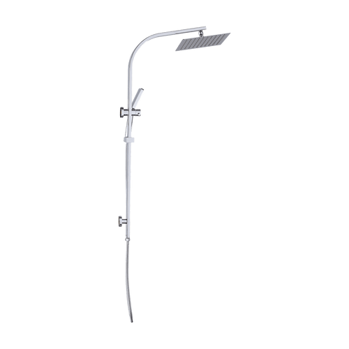 WELS 10" Chrome Rain Shower Head Set Square Dual Heads High Pressure with Handheld