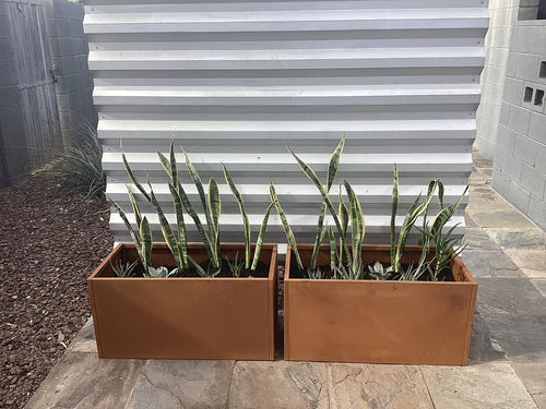 Corten Steel Planter Box 62x40x39cm Outdoor Garden Raised Bed with Rust Finish