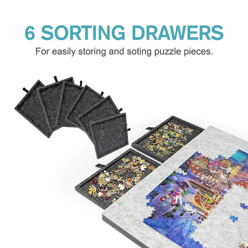 1000 Piece Jigsaw Puzzle Board with 6 Drawers Portable Felt Table