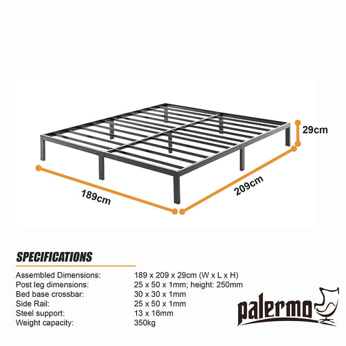 King Heavy-Duty Steel Bed Frame Base for Australian Mattresses