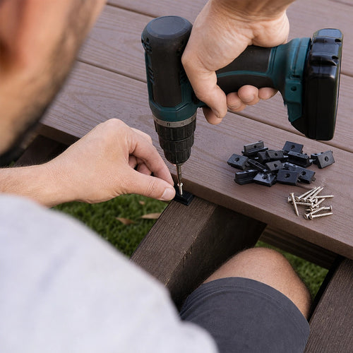 100 Composite Decking Hidden Fixing Fasteners Plastic T Clips & Screws