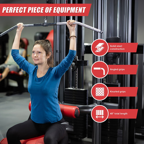 48" Lat Pulldown Bar Cable Attachment – Gym Handle for Back & Strength Workouts