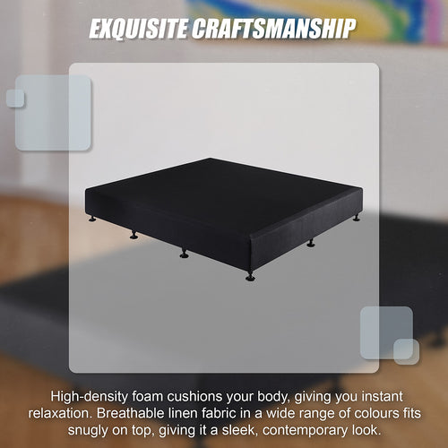 King Slatted Ensemble Bed Base - Midnight Black Linen Breathable Cover