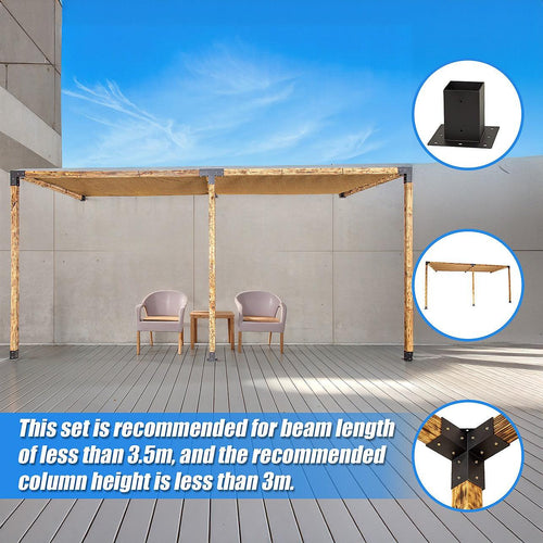 Roof Pergola Gazebo Shed Matte Black Steel Double Wall Mount with Coffee Screens Brackets DIY Kits