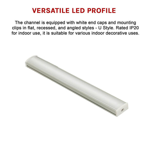 10 x 1M Aluminium LED Strip Light Channel Profile for Kitchen Cabinet U Style