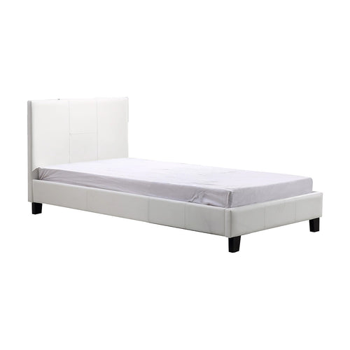 Single Size Bed Frame with Headboard – White PU Leather