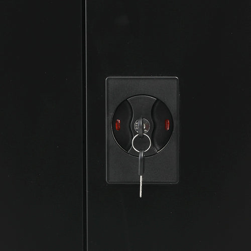 Double-Door Metal Cabinet with 4 Shelves – Office, Garage, or Home Storage in Black without Legs