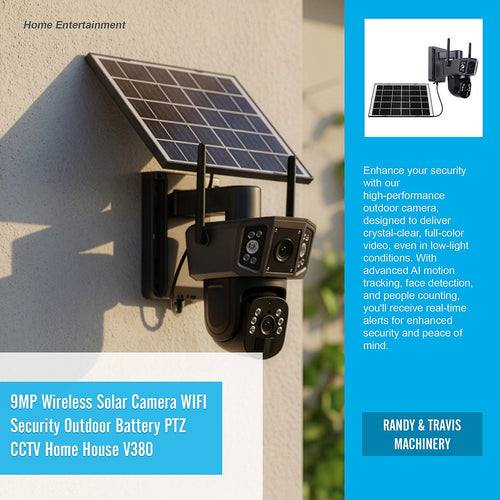 9MP Wireless Solar Security Camera – WIFI Outdoor Battery PTZ CCTV System for Home & Property