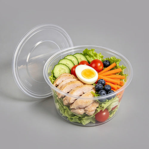 450mL Food Containers with Lids 500 Pack | BPA Free Round Takeaway Tubs
