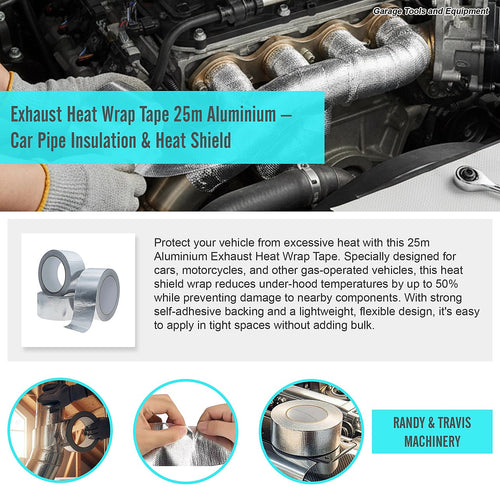 Exhaust Heat Wrap Tape 25m Aluminium – High-Temp Car Pipe Insulation & Shield