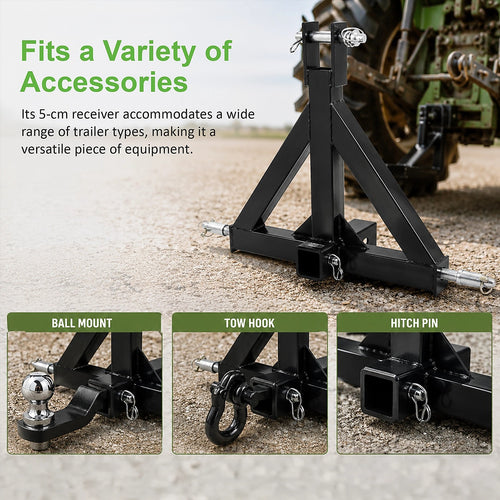 3-Point Trailer Hitch Receiver for Category 1 Tractors