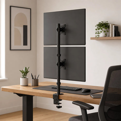 Dual Monitor Stand Steel Desk Mount for 13-27 Inch Screens with Adjustable Arms VESA 75/100mm Black