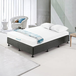 Queen Slatted Ensemble Bed Base - Platinum Graphite Linen Breathable Cover