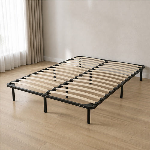 Metal Bed Frame for Double Mattress – Black Powder-Coated Steel Base