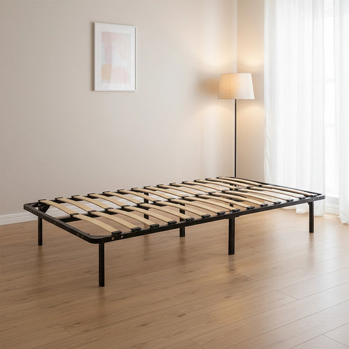King Single Metal Bed Base with Slats – Heavy-Duty Steel Frame