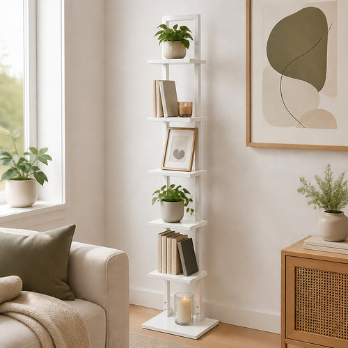 6 Tier Bookshelf Corner Bookcase Storage Rack