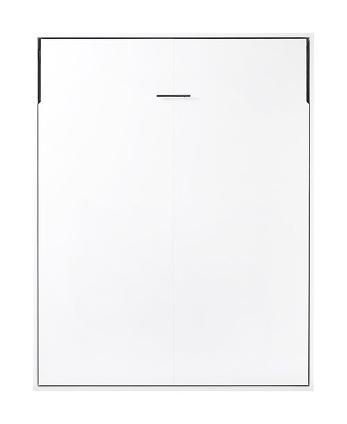 Queen Wall Bed in White – Space Saving Murphy Bed Kit with Black Door Handle