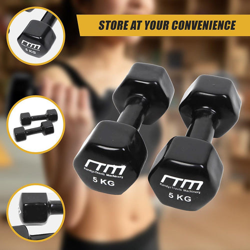 5kg Dumbbells Pair PVC Hand Weights PVC Coated