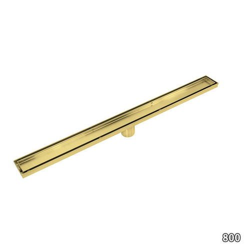 80cm Tile Insert Brushed Brass Grate Drain w/Centre outlet Floor Waste 