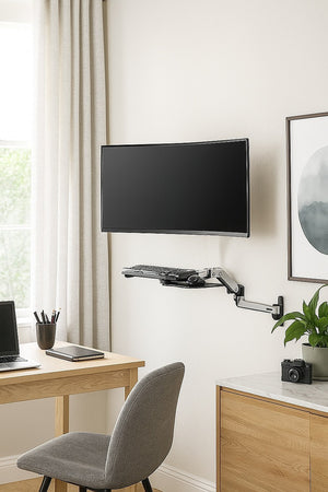 Wall Mount Keyboard Tray – Adjustable Folding Arm Workstation