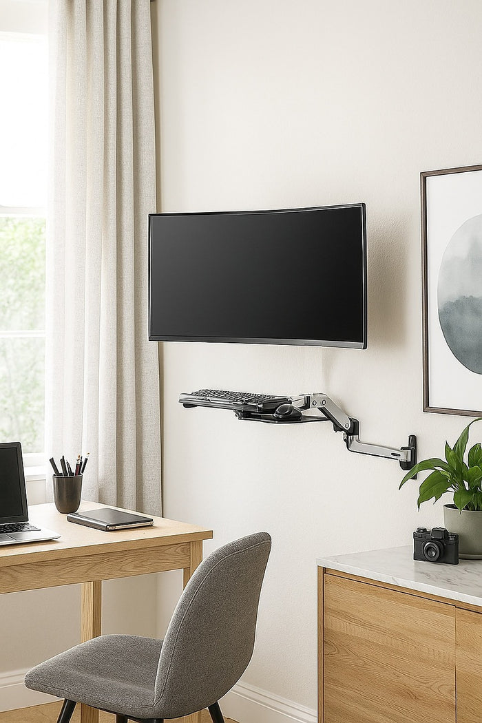 Wall Mount Keyboard Tray – Adjustable Folding Arm Workstation