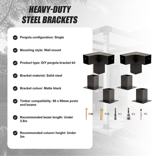 DIY Pergola Kit – Single Wall Mount Set with Brackets
