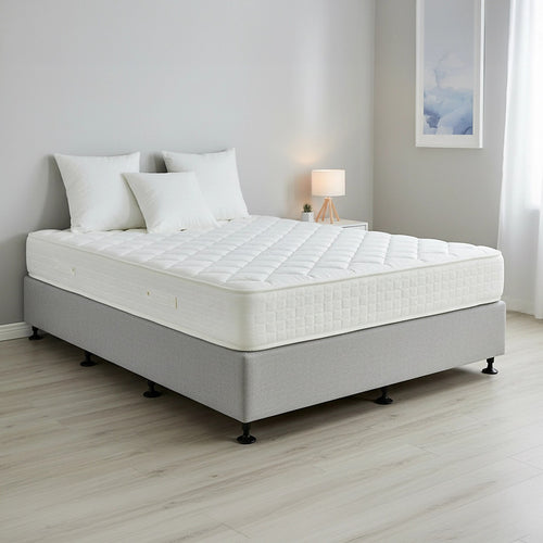 King Single Slatted Ensemble Bed Base - Grey Linen Breathable Cover