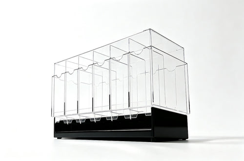 6 Slot Booster Pack Dispenser Acrylic Stackable Black Base