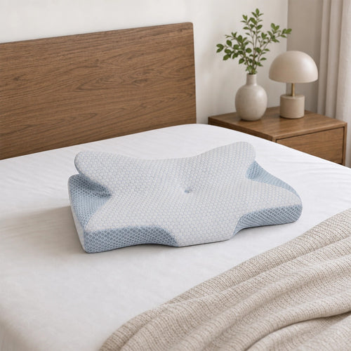 Memory Foam Contour Pillow with Dual Height Butterfly Design