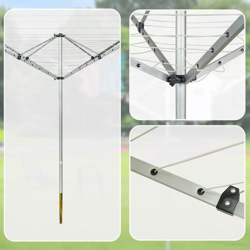 4 Arm Rotary Airer Outdoor Washing Line Clothes Dryer 50m Length