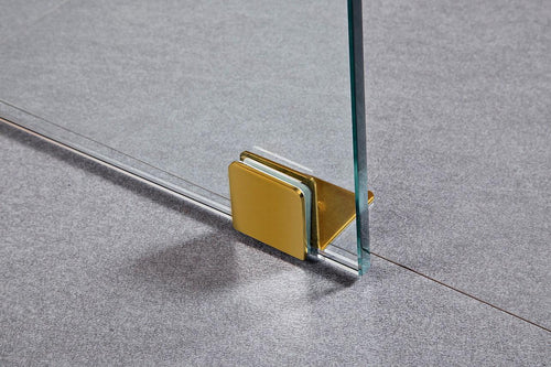 Frameless 10mm Glass Shower Screen - 1000 x 1000mm - Gold Hinges/Brackets and Round Handle