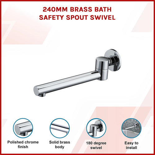 240mm Brass Bath Safety Spout Swivel