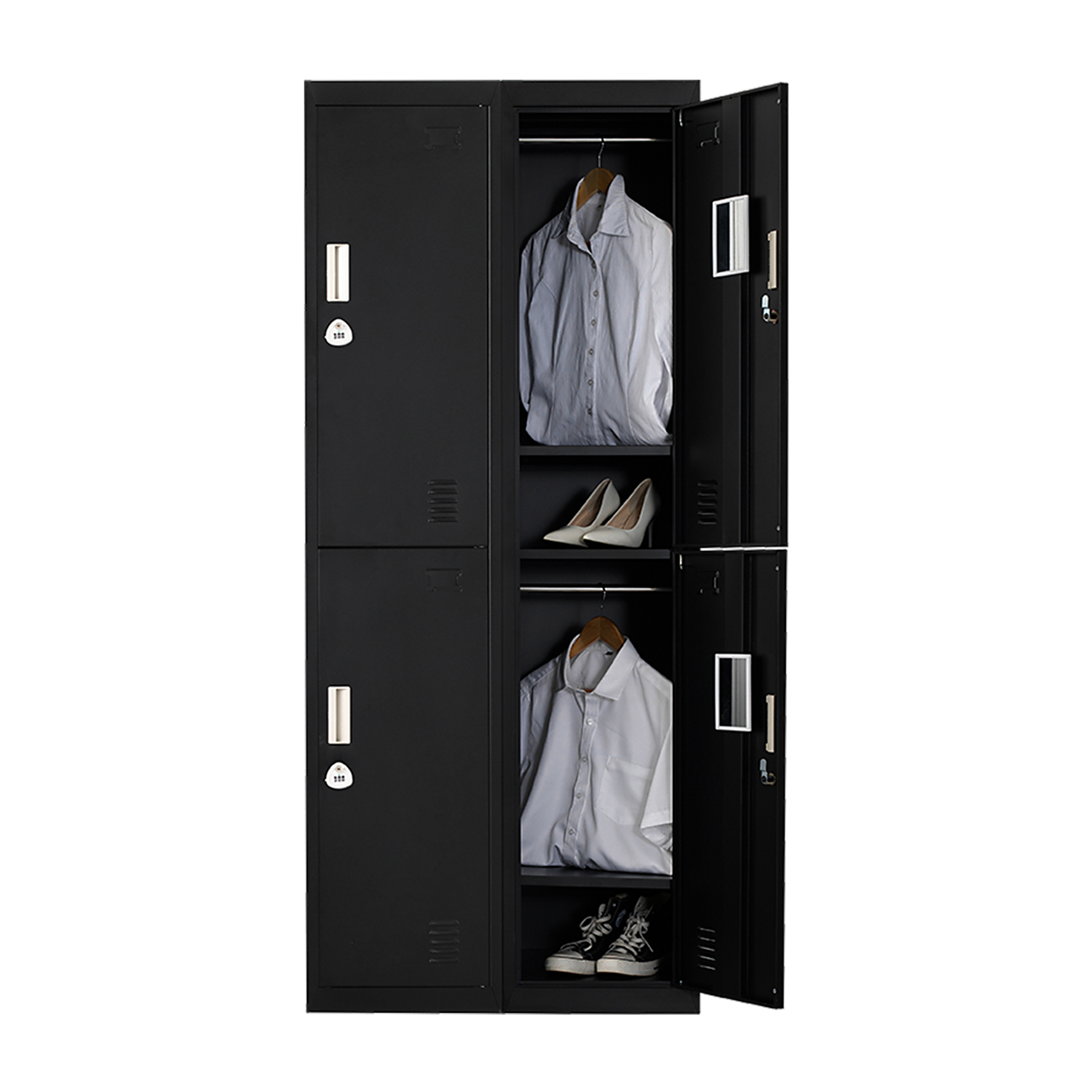 2x2 Door Black Metal Locker – Secure Storage with 3-Digit Combination ...