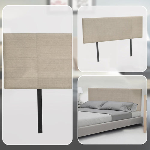 Double Beige Linen Fabric Bed Headboard Bedhead