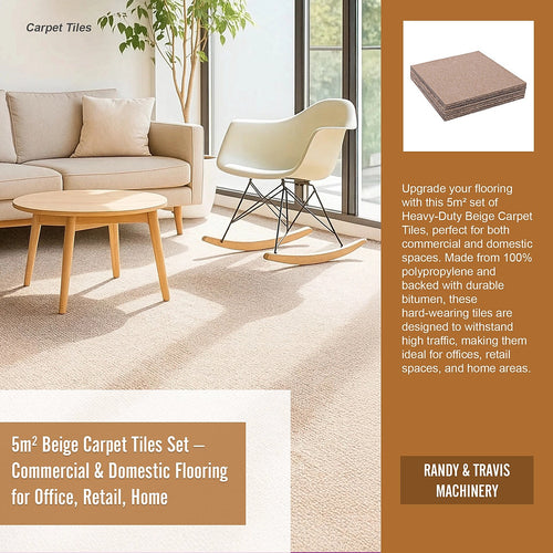 5m² Beige Carpet Tiles Set – Commercial & Home Flooring for Office, Retail & Living Areas