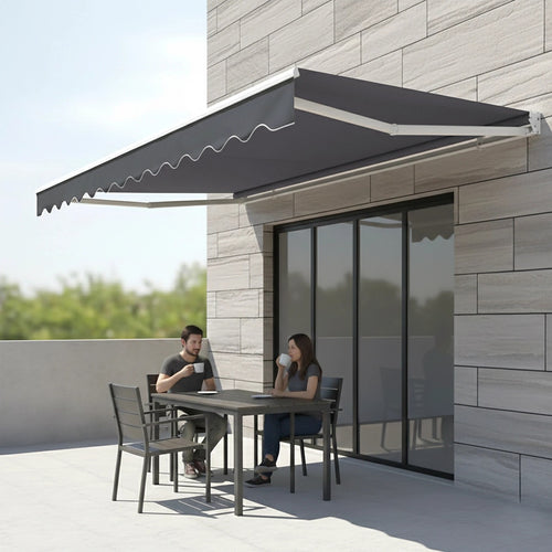 Automatic Retractable Awning 3x2.5m - Grey Outdoor Wall Sunshade