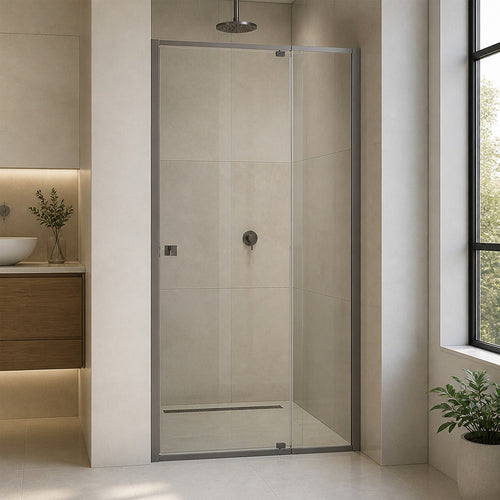 Semi-Frameless Shower Screen – Gunmetal, Front: (74~82)x195cm, No Side Return
