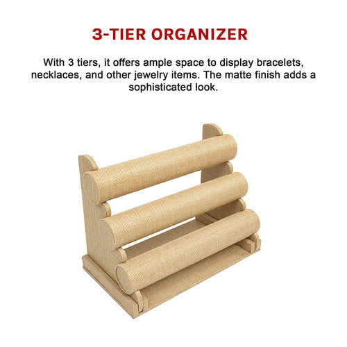 3-Tier Triple Bar Jewellery Display Rack for Watches Bracelets and Accessories