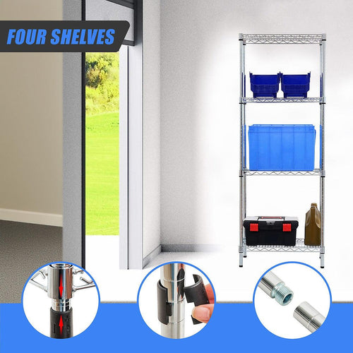 Modular Wire Storage Shelf 450 x 450 x 1800mm Steel Shelving - Carbon Chrome Plated