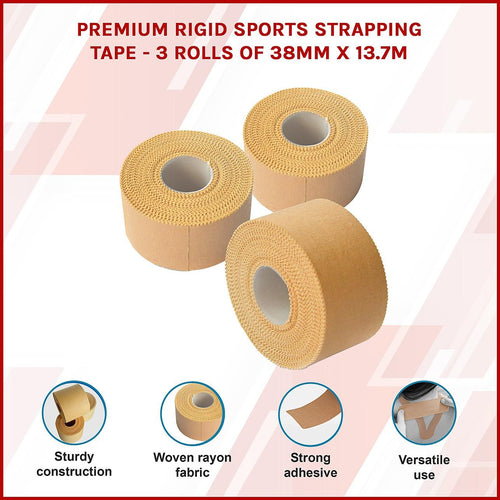 Premium Rigid Sports Strapping Tape - 3 Rolls of 38mm