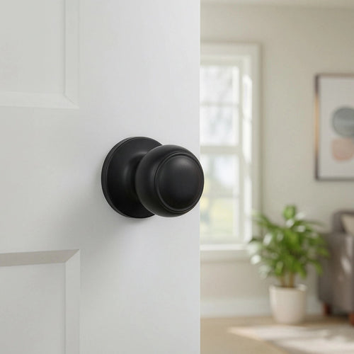 Door Handle Set Lever – Passage Function with Round Black Design and Functional Style