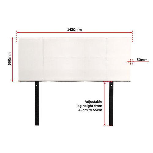 Double White PU Leather Bed Headboard Bedhead